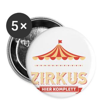 Zirkus komplett - Lustiges Büro - Buttons groß 56 mm (5er Pack) - Weiß - Vorne