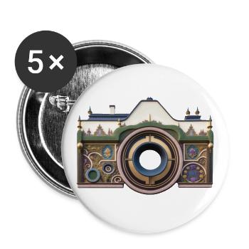 Caméra - Lot de 5 grands badges (56 mm) - blanc - Devant
