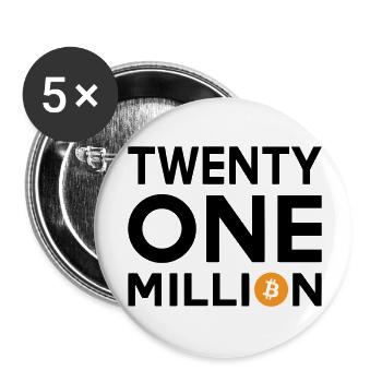 Bitcoin Twenty One Million - Buttons groß 56 mm (5er Pack) - Weiß - Vorne