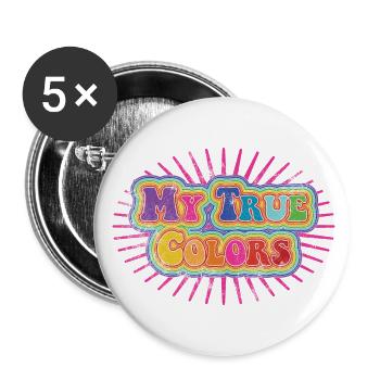Mes vraies couleurs : arc-en-ciel sur rose vintage - Lot de 5 grands badges (56 mm) - blanc - Devant