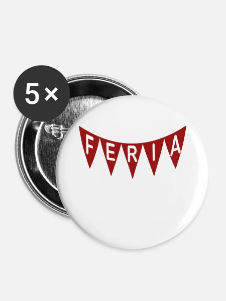 FERIA Rotes Banner - Buttons groß 56 mm (5er Pack) - Weiß