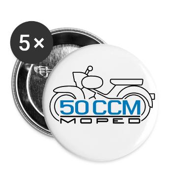 50ccm Moped Star Emblem v.2 - Buttons groß 56 mm (5er Pack) - Weiß - Vorne