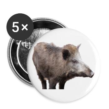 Sanglier Sanglier Porc Truie Cochon - Lot de 5 grands badges (56 mm) - blanc - Devant