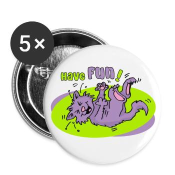 Have Fun! Funny cat motif - Buttons large 2.2''/56 mm (5-pack) - white - Front