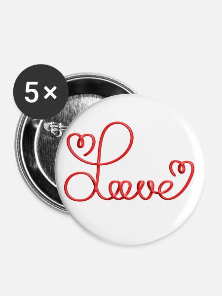 Love with Heart - Buttons groß 56 mm (5er Pack) - Weiß