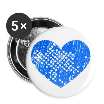 Herz mit Löcher (blau) - Buttons groß 56 mm (5er Pack) - Weiß - Vorne