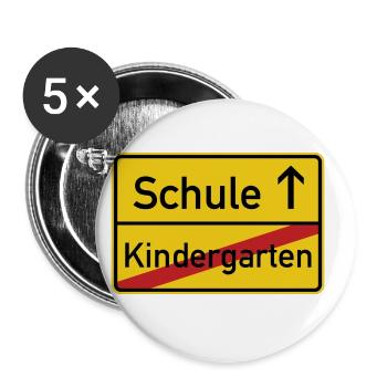 Schule Einschulung Kindergarten Schulanfänger - Buttons groß 56 mm (5er Pack) - Weiß - Vorne