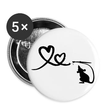 Ratte mit Pinsel Herzen Street Art - Buttons groß 56 mm (5er Pack) - Weiß - Vorne