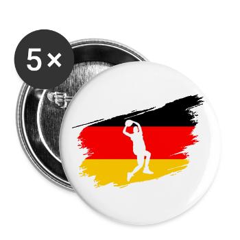 Basketball Deutschland Flagge Team Fan - Buttons groß 56 mm (5er Pack) - Weiß - Vorne