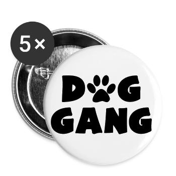 DOG GANG Hundebesitzer - Buttons groß 56 mm (5er Pack) - Weiß - Vorne