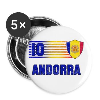 Andorra Fußball Mannschaft - Buttons groß 56 mm (5er Pack) - Weiß - Vorne