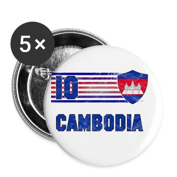 Kambodscha Fußball Mannschaft - Buttons groß 56 mm (5er Pack) - Weiß - Vorne