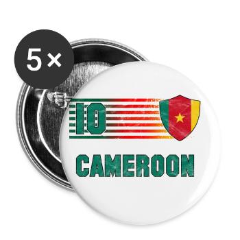 Cameroon Football Team - Buttons large 2.2''/56 mm (5-pack) - white - Front