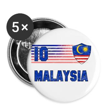 Malaysia Fußball Mannschaft - Buttons groß 56 mm (5er Pack) - Weiß - Vorne