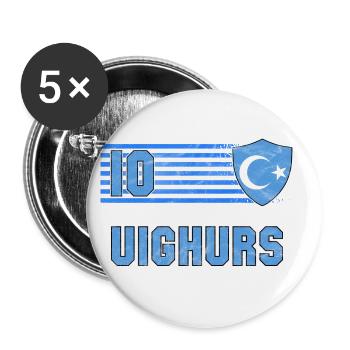 Uiguren Fußball Mannschaft - Buttons groß 56 mm (5er Pack) - Weiß - Vorne