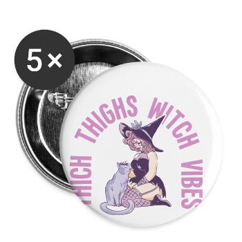 Thick Thighs Witch Vibes - Buttons groß 56 mm (5er Pack) - Weiß - Vorne