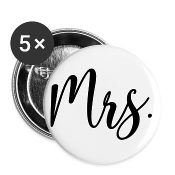 Mrs. Matching Couple Engagement Wedding Honeymoon - Buttons large 2.2''/56 mm (5-pack) - white - Front