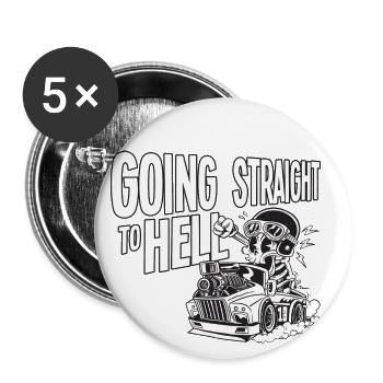 Going straight to Hell - Direkt in die Hölle - Buttons groß 56 mm (5er Pack) - Weiß - Vorne