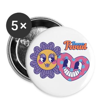 Love Psychodelic retro designs Graphique - Lot de 5 grands badges (56 mm) - blanc - Devant