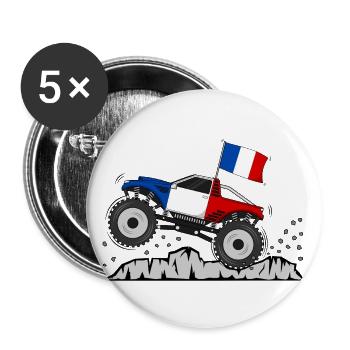 Drapeau Monster Truck France - Lot de 5 grands badges (56 mm) - blanc - Devant
