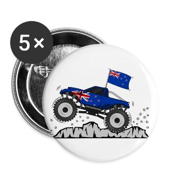 Monster Truck Drapeau de la Nouvelle-Zélande - Lot de 5 grands badges (56 mm) - blanc - Devant