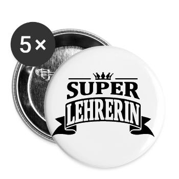 super lehrerin - Buttons groß 56 mm (5er Pack) - Weiß - Vorne