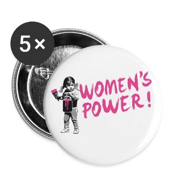 LE POUVOIR DES FEMMES ! - Women's Power - Lot de 5 grands badges (56 mm) - blanc - Devant