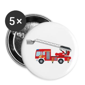 Feuerwehrauto - Buttons groß 56 mm (5er Pack) - Weiß - Vorne
