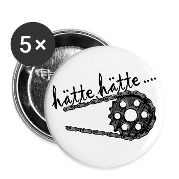 hätte, hätte.....Fahrradkette - Buttons groß 56 mm (5er Pack) - Weiß - Vorne