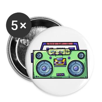 Musique Oldschool - Lot de 5 grands badges (56 mm) - blanc - Devant