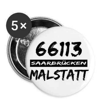 66113 Saarbrücken Malstatt - Buttons groß 56 mm (5er Pack) - Weiß - Vorne