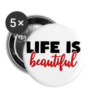 life is beautiful - Buttons groß 56 mm (5er Pack) - Weiß - Vorne