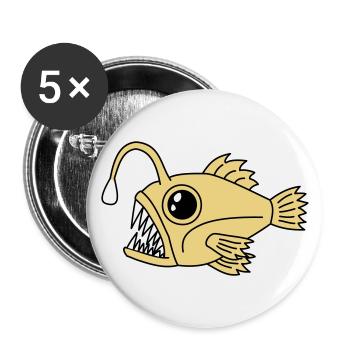 Lanternfish Poisson-grenouille des grands fonds Poisson prédateur Graphique - Lot de 5 grands badges (56 mm) - blanc - Devant