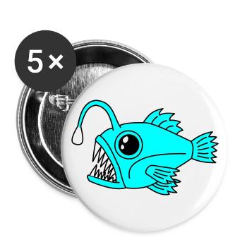 Fish Lanternfish Frogfish Deep Sea Motif - Buttons large 2.2''/56 mm (5-pack) - white - Front