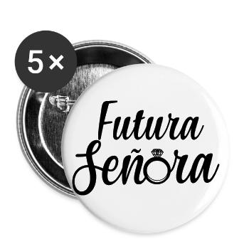 Futura Señora Engagement Bridal Shower Wedding - Buttons large 2.2''/56 mm (5-pack) - white - Front