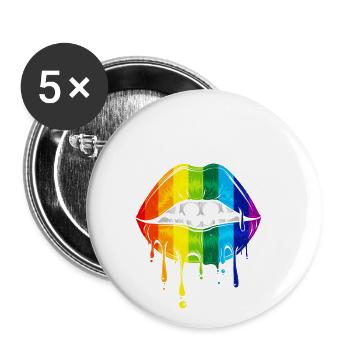 Kiss me - Buttons groß 56 mm (5er Pack) - Weiß - Vorne