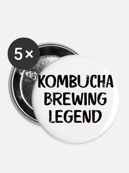 Kombucha Brewing Legend - Buttons groß 56 mm (5er Pack) - Weiß