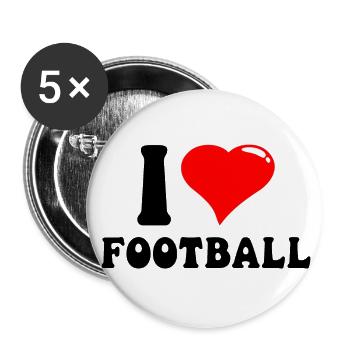 I love Football I ❤️ Football – American Football - Buttons groß 56 mm (5er Pack) - Weiß - Vorne