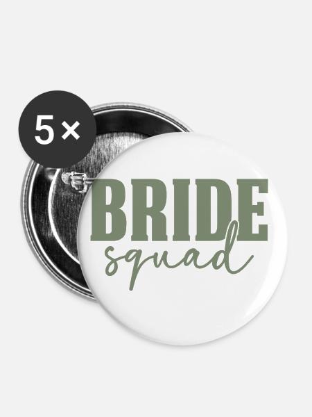 Bride Squad - Buttons groß 56 mm (5er Pack) - Weiß