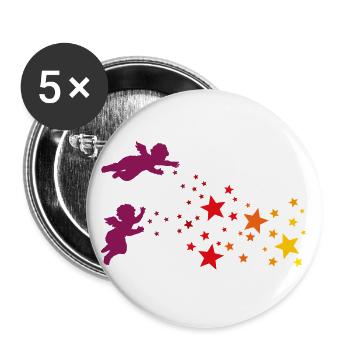 Weihnachtssterne und Engel Sternenengel Gelb Rot - Buttons groß 56 mm (5er Pack) - Weiß - Vorne