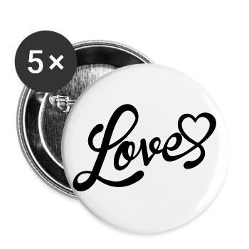 love - Lot de 5 grands badges (56 mm) - blanc - Devant