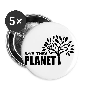 SAVE THE PLANET - Buttons groß 56 mm (5er Pack) - Weiß - Vorne