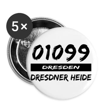 01099 Dresden Dresdner Heide tshirt - Buttons groß 56 mm (5er Pack) - Weiß - Vorne