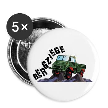 Bergziege - Unimog - Offroad - Oldtimer - Buttons groß 56 mm (5er Pack) - Weiß - Vorne