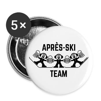 Après-Ski Team Trio (Bier / Karikatur / 1C) - Buttons groß 56 mm (5er Pack) - Weiß - Vorne