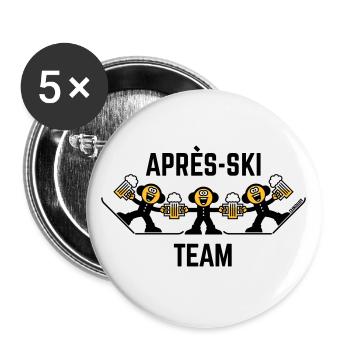 Trio d’équipe après-ski (bière / caricature / 3C) - Lot de 5 grands badges (56 mm) - blanc - Devant