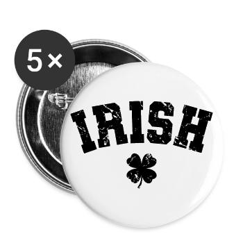 St. Patrick's Day Geschenk Kleeblatt Männer, Frauen, Kinder - Buttons groß 56 mm (5er Pack) - Weiß - Vorne