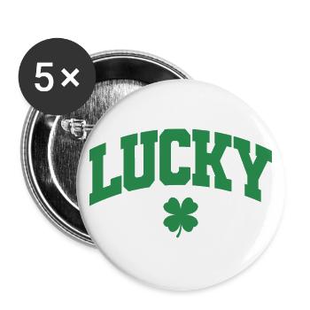 St. Patrick's Day Geschenk Kleeblatt Männer, Frauen, Kinder - Buttons groß 56 mm (5er Pack) - Weiß - Vorne