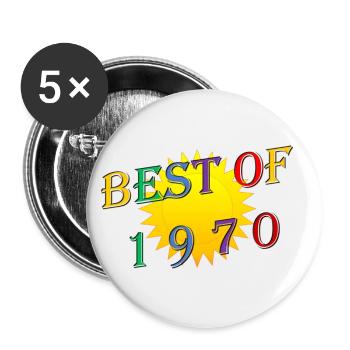 Soleil 1970 - Lot de 5 grands badges (56 mm) - blanc - Devant