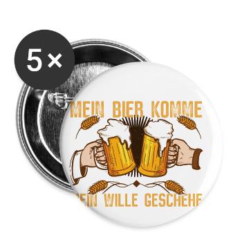 Mein Bier komme - Beer Gebet - Buttons groß 56 mm (5er Pack) - Weiß - Vorne